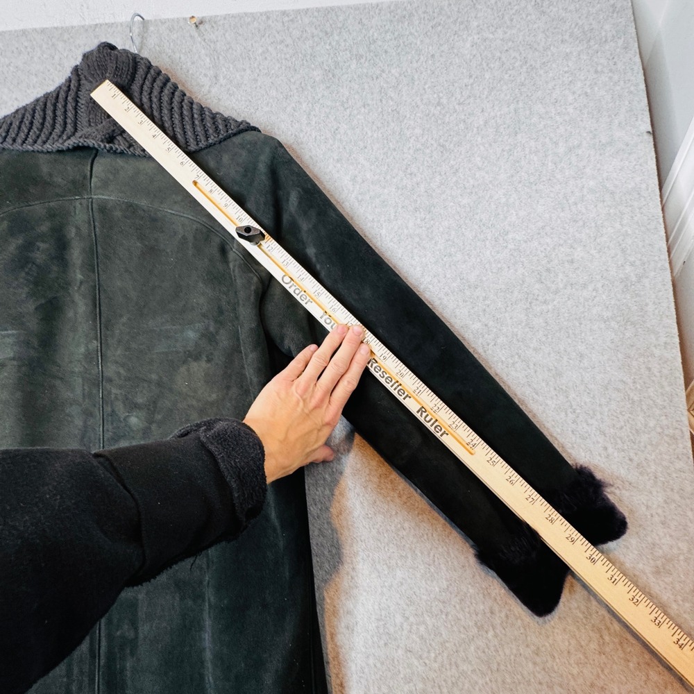 Nigel Preston & Knight Lambskin Shearling Knit Scarf Collar Designer Coat‎ Small - Picture 5 of 14